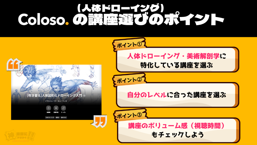 Coloso(コロソ)で人体ドローイング・美術解剖学の講座を受講するときの3つのポイント