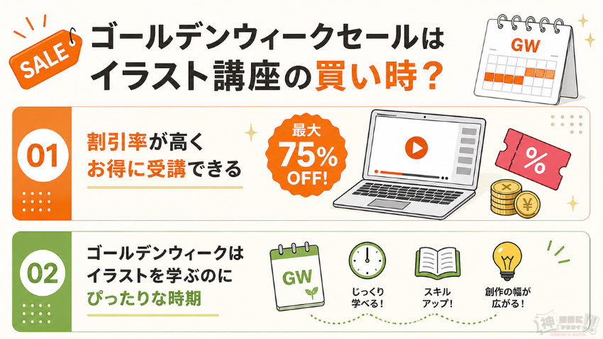 ゴールデンウィークセールはイラスト講座の買い時？
