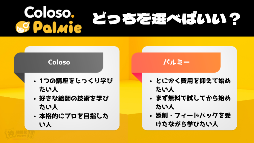 パルミーとColoso(コロソ)どちらがおすすめ?タイプ別に解説